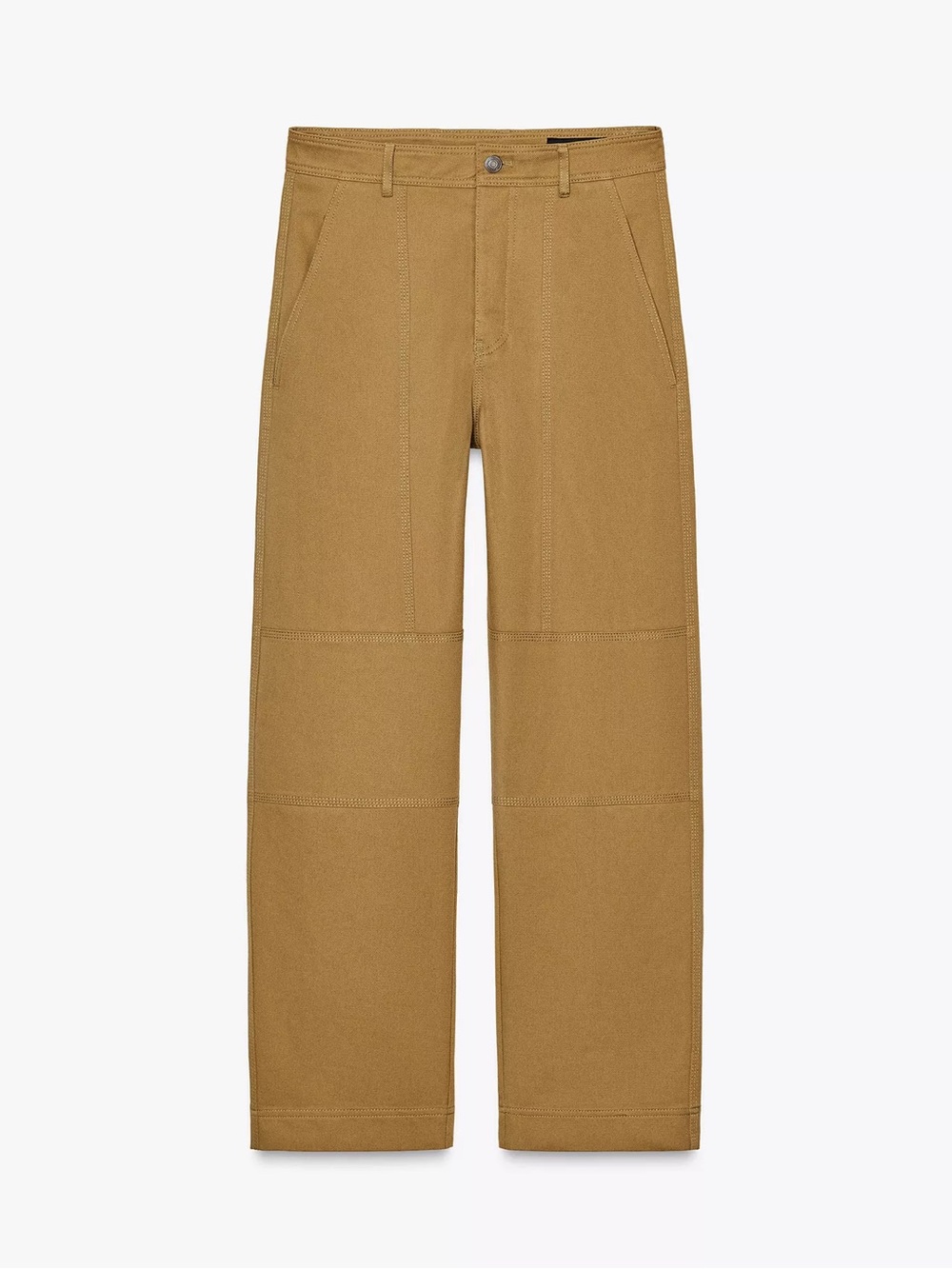 Zara Olive-Green Twill High-Rise Pants ZW COLLECTION TWILL PANTS